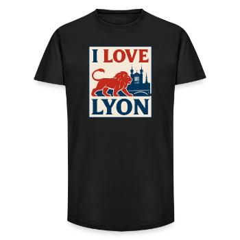 J'aime Lyon – vintage poster - Long Fit Men's T-Shirt - black - Front - AI Model Male 185 light (185cm)