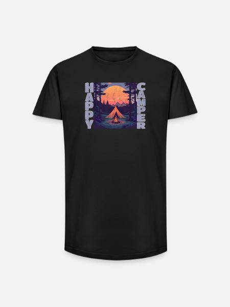 Campeur heureux - T-shirt coupe longue homme - noir