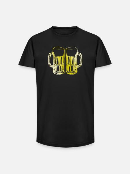 Bier Biergläser Anstoßen - Long Fit Männer T-Shirt - Schwarz