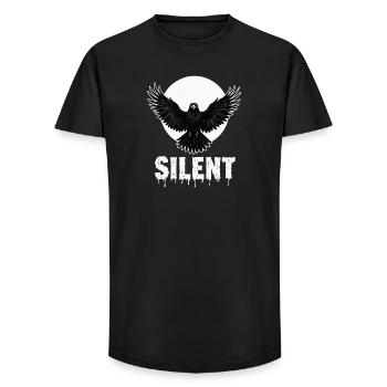 Silent – Dark Raven Gothic Motif - Long Fit Men's T-Shirt - black - Front - AI Model Male 185 light (185cm)