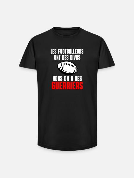 Rugby Guerriers vs Divas Foot - T-shirt coupe longue homme - noir