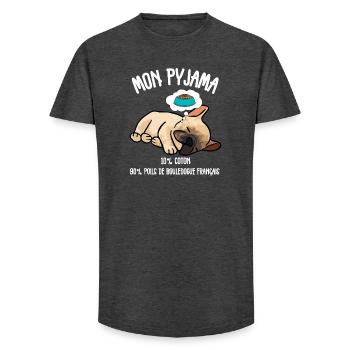 Französische Bulldoggen-Hundehaar-Pajamas - Long Fit Männer T-Shirt - Anthrazit - Vorne - AI Model Male 185 light (185cm)