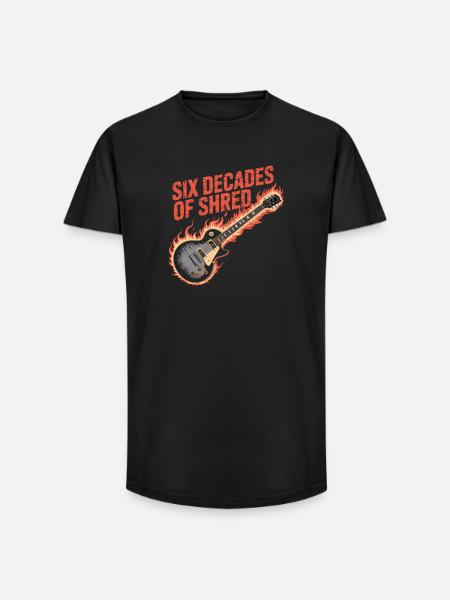 Six Decades of Rock Guitar Fire - Long Fit Men's T-Shirt - black