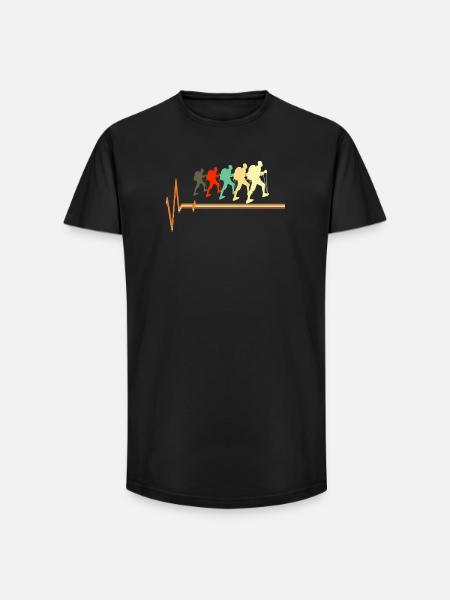 Retro-Wander-Heartbeat-Puls-Silhouette - Long Fit Männer T-Shirt - Schwarz
