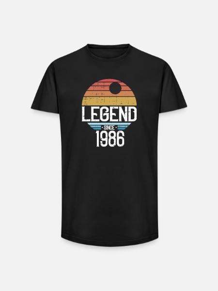 Legend 1986 Retro Sun Logo - Long Fit Men's T-Shirt - black