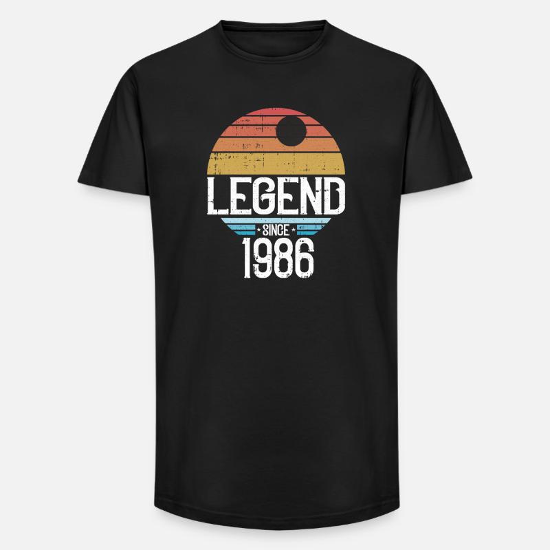 Legend 1986 Retro Sonnenlogo - Long Fit Männer T-Shirt - Schwarz