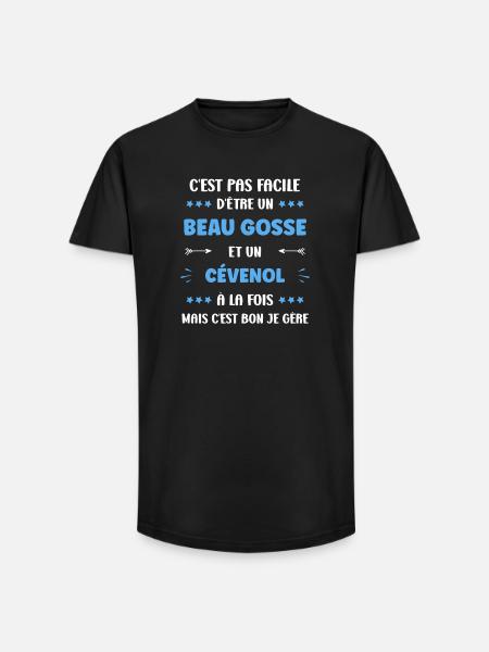 Beau gosse cévenol à la fois - T-shirt coupe longue homme - noir