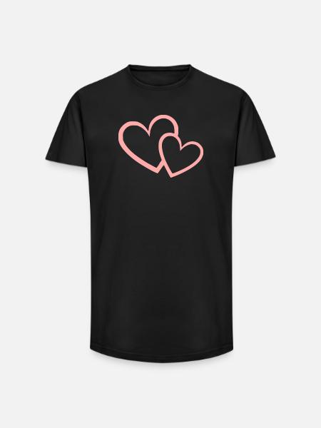 Saint-Valentin Cœur Rose, St.valentin - T-shirt coupe longue homme - noir