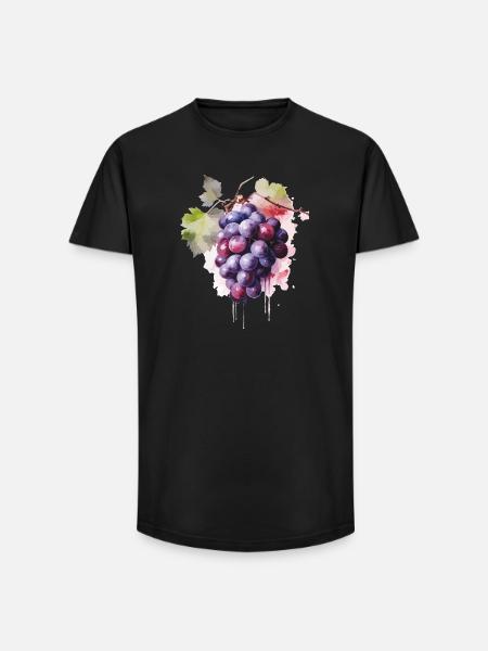 Raisins Aquarelle - T-shirt coupe longue homme - noir