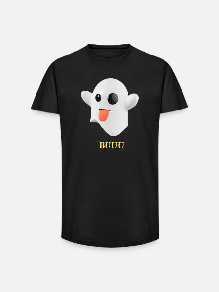 Fluffy Ghost with Tongue - Long Fit Men's T-Shirt - black