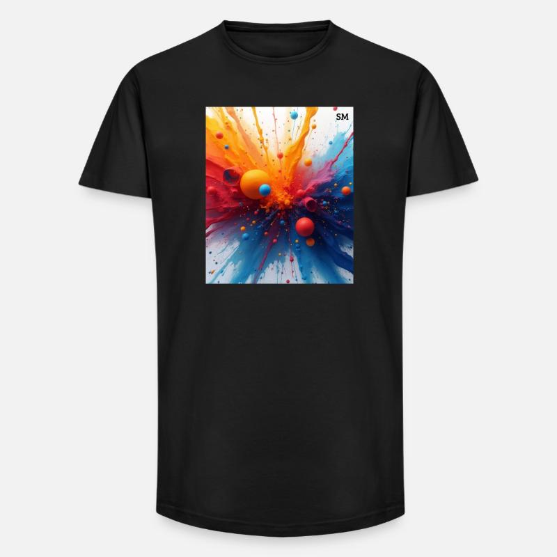 Abstrakte Farbexplosion - Long Fit Männer T-Shirt - Schwarz