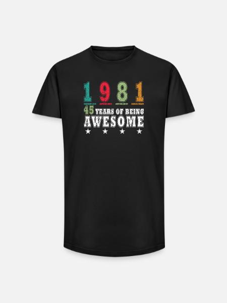 Birthday born 1981 - 45 years - Long Fit Men's T-Shirt - black