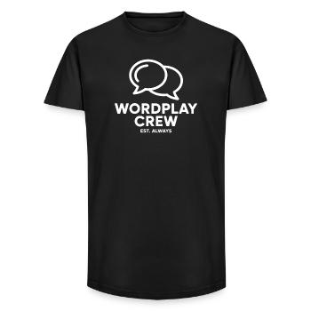 Wordplay Crew Est Always Word Games - Long Fit Men's T-Shirt - black - Front - AI Model Male 185 light (185cm)