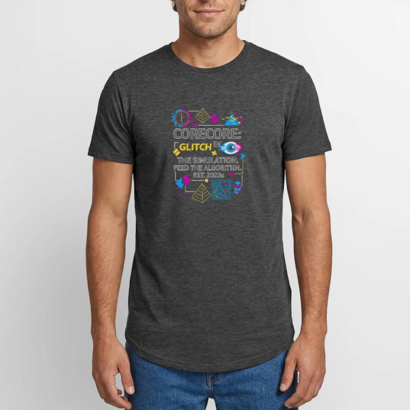 Corecore Glitch Simulation Algorithm Collage Long Fit Männer T-Shirt