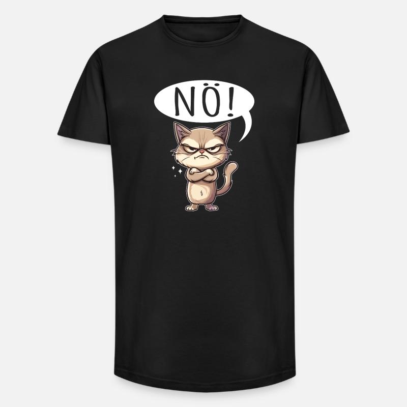 Cool Cat Nope funny saying grumpy - Long Fit Men's T-Shirt - black