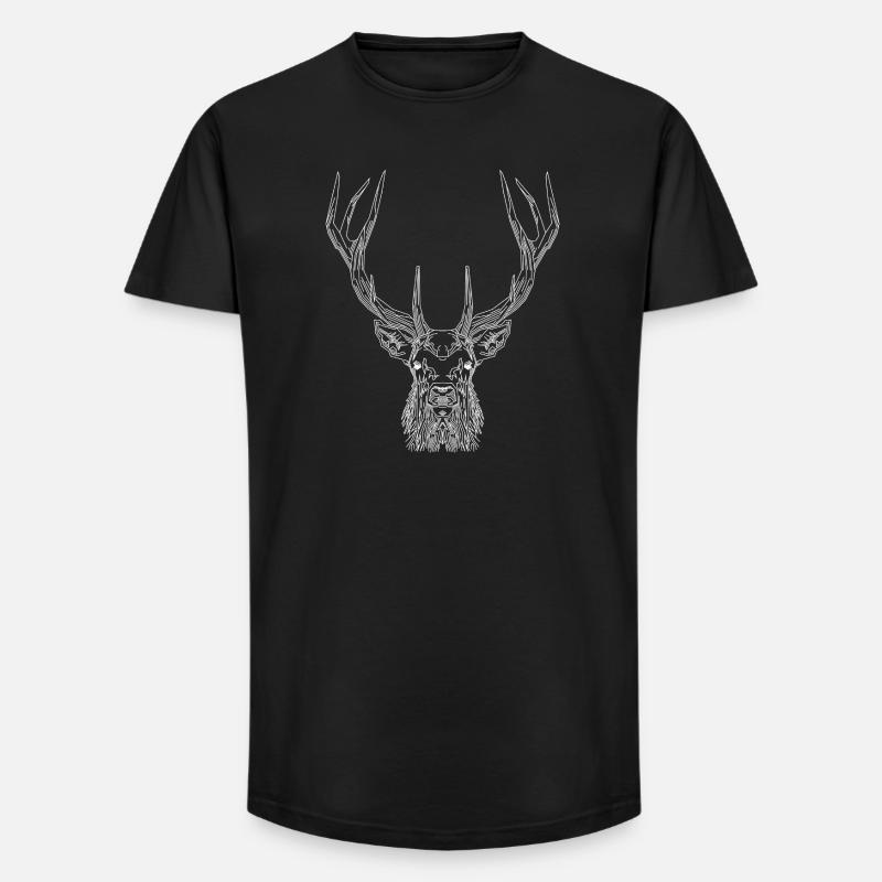 Tech Deer – Geometrischer Hirsch in Weiß - Long Fit Männer T-Shirt - Schwarz