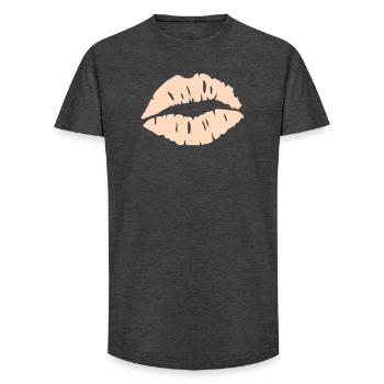 Silhouette des lèvres - T-shirt coupe longue homme - charbon - Devant - AI Model Male 185 light (185cm)