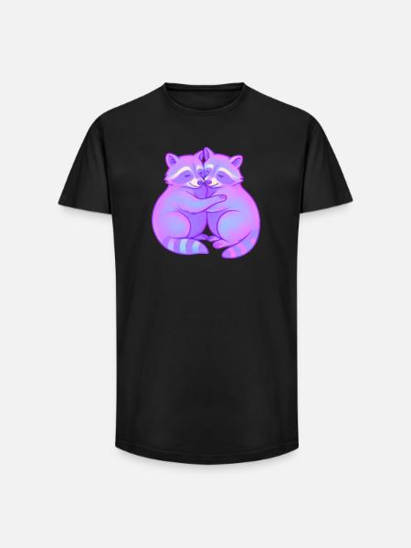 Neon Kuschel-Raccoons Duo - Long Fit Männer T-Shirt - Schwarz