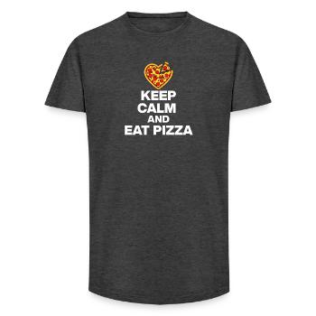 KEEP CALM AND EAT PIZZA, PIZZA JUNKIE GIFT 🍕 - Long Fit Men's T-Shirt - charcoal grey - Front - AI Model Male 185 light (185cm)