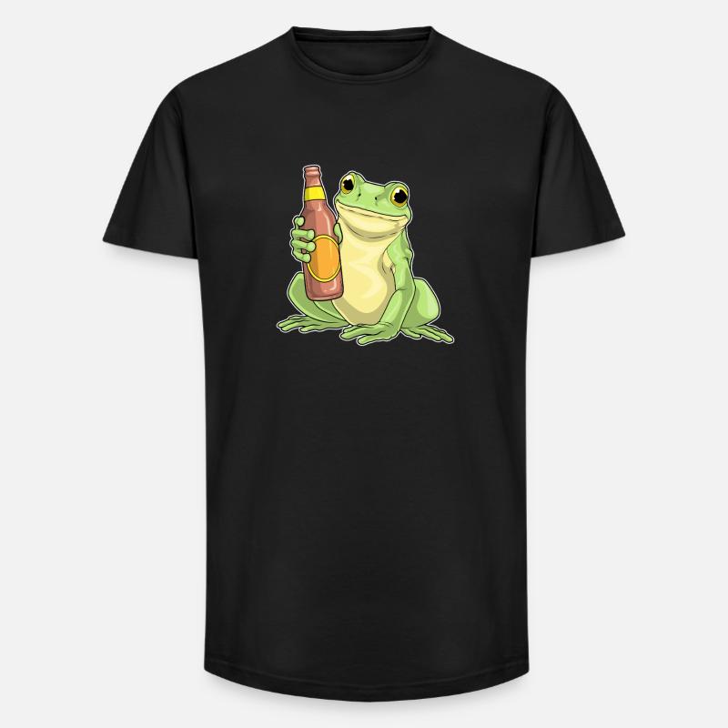 Frosch Flasche Bier - Long Fit Männer T-Shirt - Schwarz