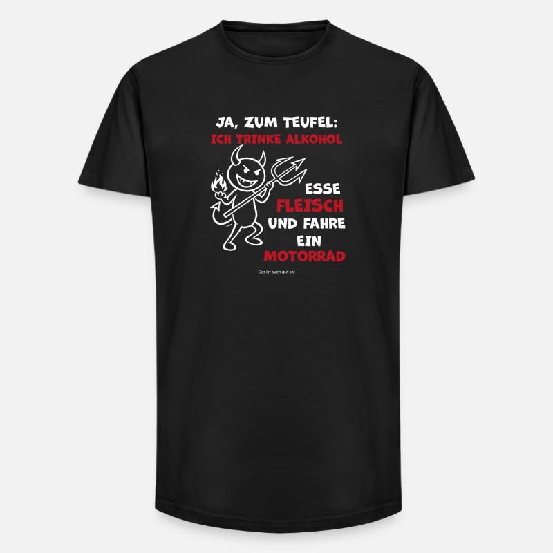 Devilish Drinker Motorcycle - Long Fit Men's T-Shirt - black
