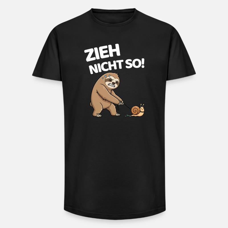Don't pull so sloth with snail - Long Fit Men's T-Shirt - black
