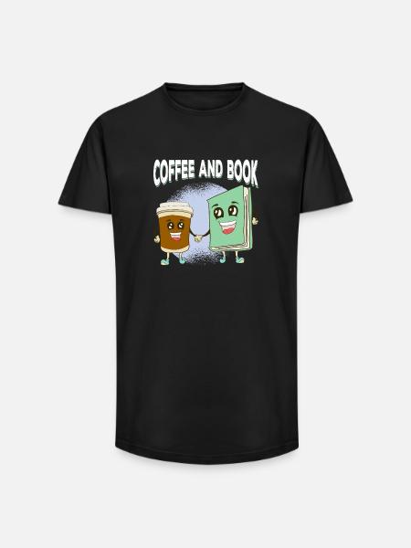 Kaffee trifft Buchfreundschaft - Long Fit Männer T-Shirt - Schwarz