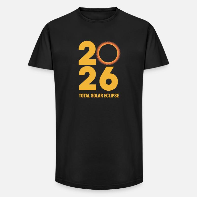 2026 Total Solar Eclipse Path Retro - Long Fit Männer T-Shirt - Schwarz