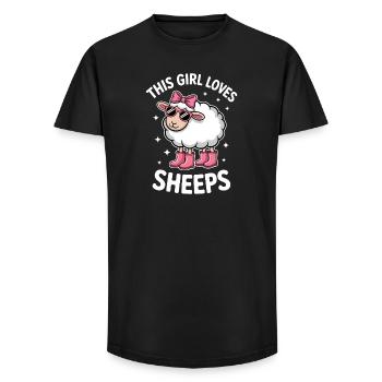 Sheep Sayings Sheep Funny Sheep Gift - Long Fit Men's T-Shirt - black - Front - AI Model Male 185 light (185cm)