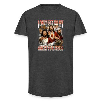 Auf meinen Knien für Jesus Christlichen Glauben Ostern - Long Fit Männer T-Shirt - Anthrazit - Vorne - AI Model Male 185 light (185cm)