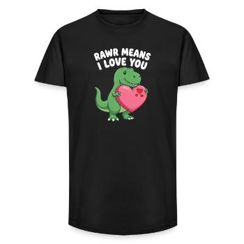 Rawr signifie « Je t’aime » Mignon dinosaure T-Rex - T-shirt coupe longue homme - noir - Devant - AI Model Male 185 light (185cm)