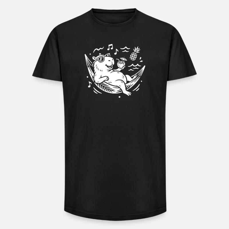 Capy Hammock Chillout - Long Fit Männer T-Shirt - Schwarz