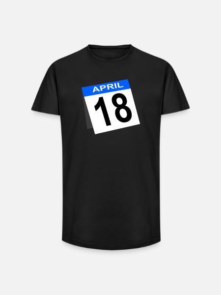 18th Birthday April Calendar - Long Fit Men's T-Shirt - black