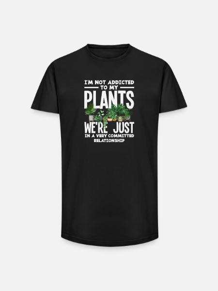 Not addicted to plants funnier - Long Fit Men's T-Shirt - black