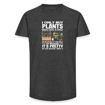 Toujours acheter des plantes Jardin des Amoureux des Plantes - T-shirt coupe longue homme - charbon - Devant - AI Model Male 185 light (185cm)