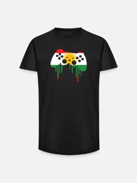 Drapeau de jeu kurde - T-shirt coupe longue homme - noir