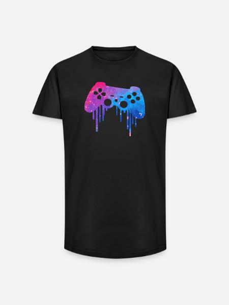 Gaming Splash - Long Fit Men's T-Shirt - black