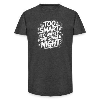 Conception statement pour les oiseaux de nuit - T-shirt coupe longue homme - charbon - Devant - AI Model Male 185 light (185cm)