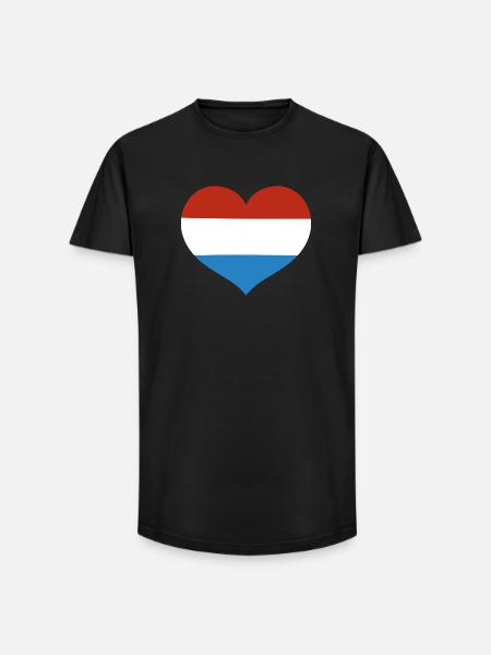 Luxembourg Heart Flag - Long Fit Men's T-Shirt - black