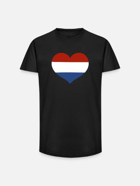 Netherlands Flag Heart - Long Fit Men's T-Shirt - black