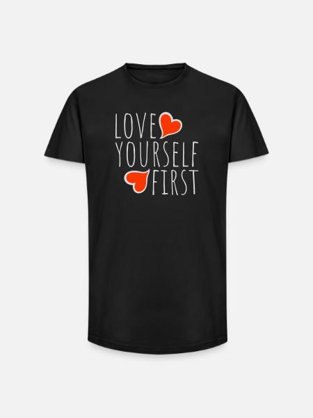Love Yourself First Self-Love Self-Care - Long Fit Men's T-Shirt - black