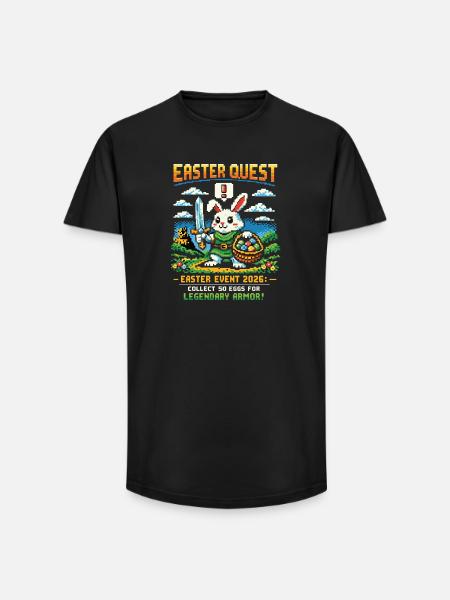 Easter Quest Pixelbunny – Collect Eggs 2026 - Long Fit Men's T-Shirt - black
