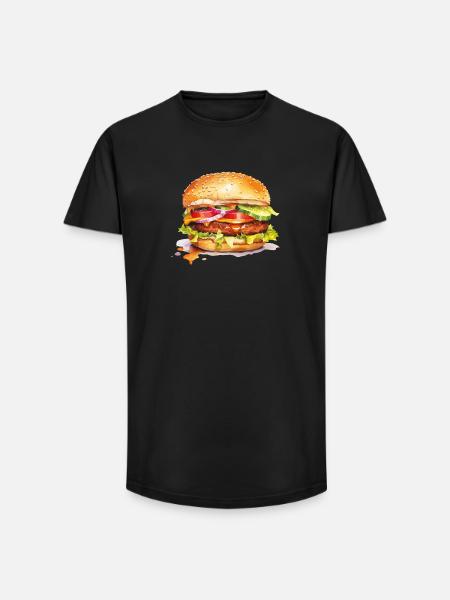 Burger - T-shirt coupe longue homme - noir