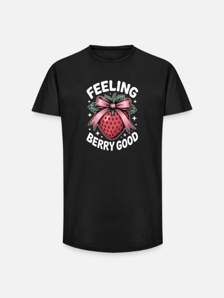 Erdbeeren Sprüche Lustiges Erdbeeren Geschenk - Long Fit Männer T-Shirt - Schwarz