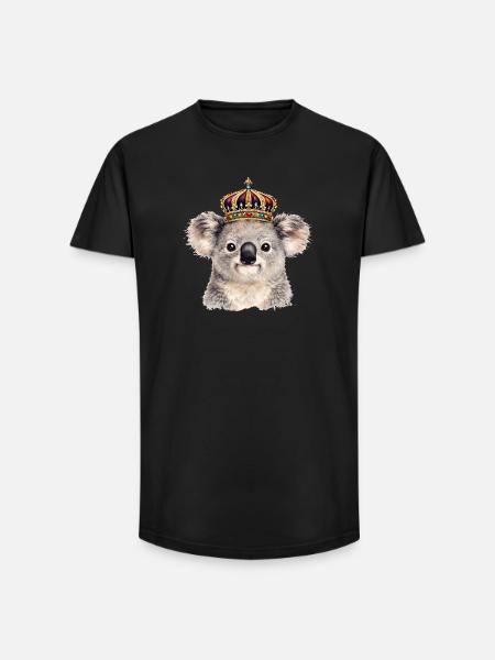 Königlicher Koala mit Krone  - Long Fit Männer T-Shirt - Schwarz