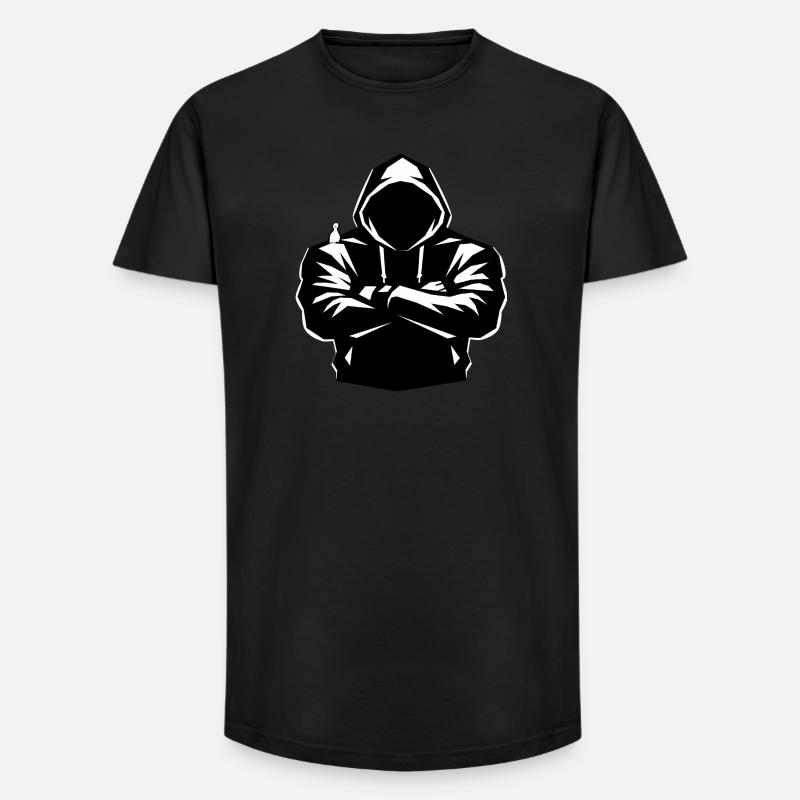 Silhouette à capuche et oiseau - T-shirt coupe longue homme - noir