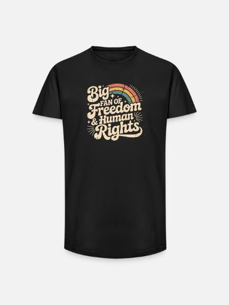 Big Fan of Freedom & Human Rights - Long Fit Men's T-Shirt - black