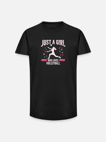 Mädchen liebt Volleyball Zitat - Long Fit Männer T-Shirt - Schwarz