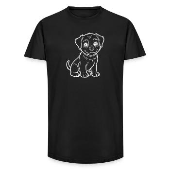Happy puppy outline - Long Fit Men's T-Shirt - black - Front - AI Model Male 185 light (185cm)
