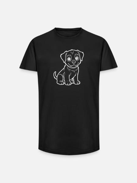 Happy puppy outline - Long Fit Men's T-Shirt - black
